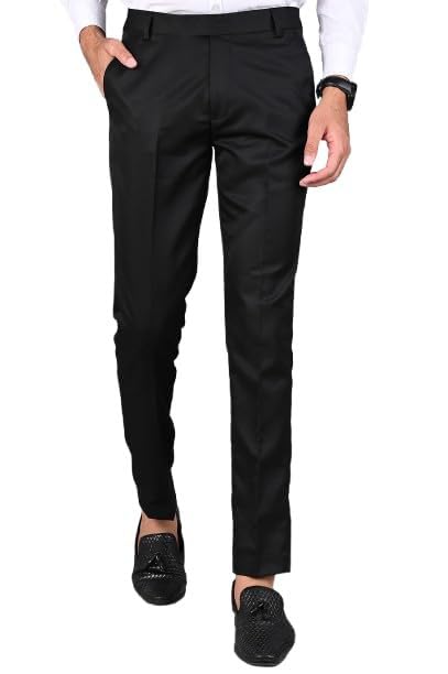 Men Slim Fit Formal Pants | Stretchable Office Wear Trousers | Wrinkle Resistant Business Pants for Men | Premium Black Formal Pant-image-0