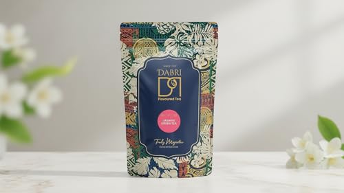 Image of Dabri Jasmine Green Tea 100gm Tea Pouch | Natural Dried Jasmine Flowers & Green Tea Leaves | Rich in Antioxidants | Boosts Metabolism, Brain & Heart Health | Contains Catechins for Tooth Protection