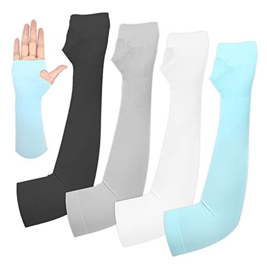 None Branded 4 Pares Mangas de Hielo de protección Solar Unisex, Protege Tus Brazos del Sol (Negro + Blanco + Gris + Azul)