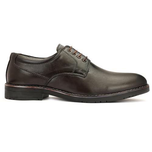 Image of Leatherful Genuine Leather Derby SE Shoes for Men | TPR Sole & Nappa Leather Lining | Classic Dress Footwear