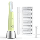 BNU Dermaplaning Tool for Face, Dermaplane Razor for Women Face LED Light Facial Exfoliation & Peach Fuzz Hair Removal, 3 Speeds Rechargeable Sonic Edge Technology 10 Refill Blades Green