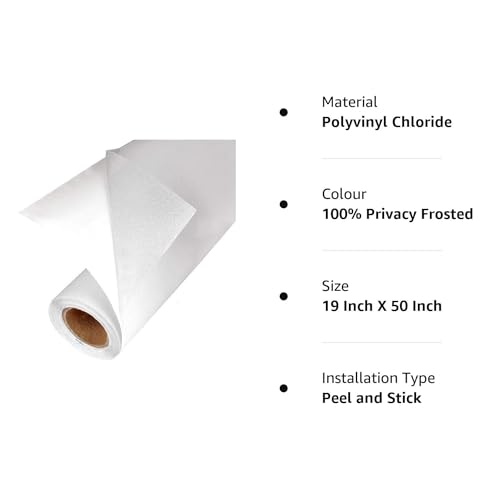 Image of WISDOM Frosted Window Film Decorative Window Glass Sticker Self Adhesive Film 20x96 Inches Frosted Film