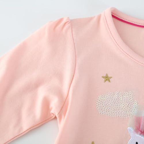 FreeLu Girls Christmas Dresses Longsleeve Cartoon Dress Striped Casual Cotton T-Shirt4