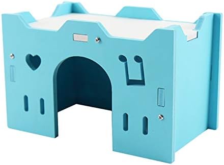 Hamster Cage Hamster House Star Heart Design Cage Hideout Small Animal for(Sky Blue)