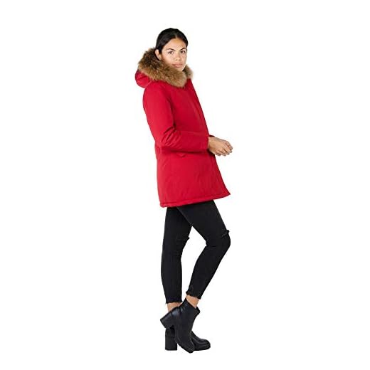 Alura Fashion dam äkta päls vinterjacka parkas pälskrage jacka
