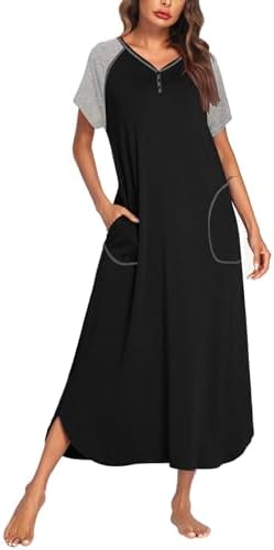 Ekouaer Womens Nightgown Long Nightgowns Full Length Moo Moos with Pockets