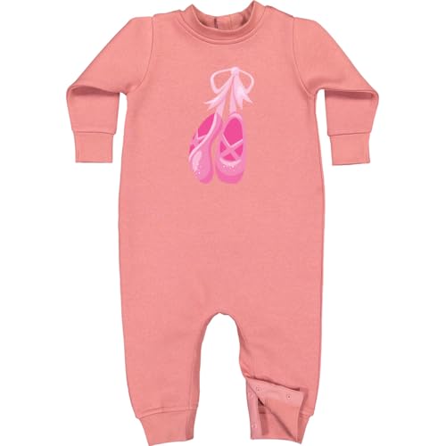 inktastic Ballet Shoes, Ballet Slippers, Ballet Dance, Pink Baby Fleece Romper 6 Months Mauve 35a4c