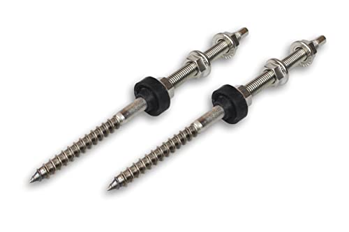 Preisvergleich Produktbild 2x Stockschraube M10x200mm Solar PV V2A Edelstahl Dichtung Sperrzahnmuttern