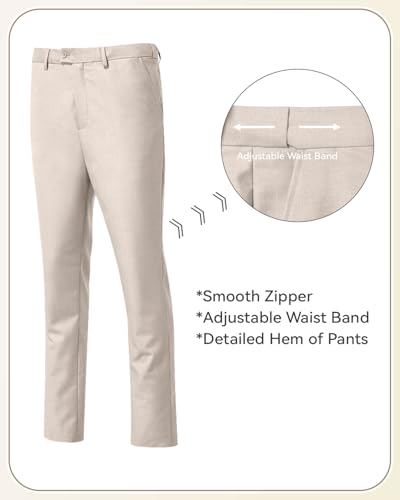 Image of Men's 3 Piece Slim Fit Suit Set, Two Button Blazer Solid Jacket Vest Pants Wedding Business Suit