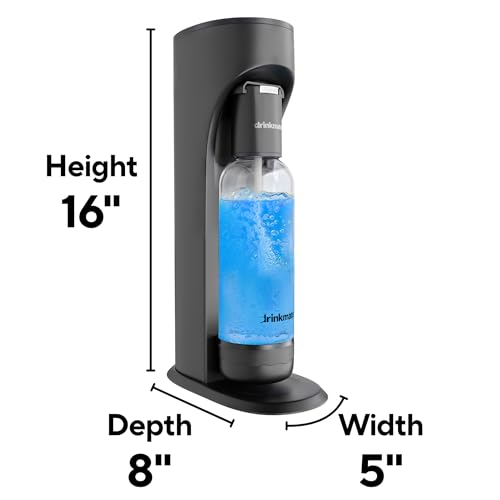 Image of Drinkmate OmniFizz Sparkling Water Maker & Soda Streaming Machine | Carbonates Any Drink | SPECIAL BUNDLE | Includes 60L CO2 Cartridge + Two BPA-Free Bottles (Matte Black)