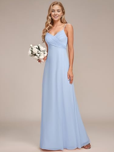 Image of Ever-Pretty Women's Summer Backless Spaghetti Strap Chiffon Bridesmaid Dresses Empire Waist Formal Wedding Guest Dress