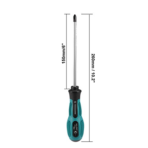 Image of uxcell #2 Phillips Screwdriver 6 Inch Round Shaft Non Slip Comfortable Handle