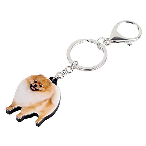 WEVENI Acrylic Cute Pomeranian Dog Keychain Pet Keyring Jewelry Charms For Women Girls3