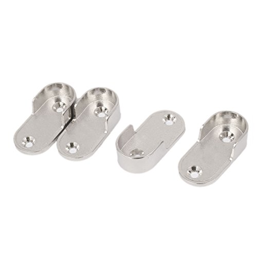 Aexit Wardrobe Closet Weatherproofing Metal Rail Rod End Bracket Support Silver Tone Window Insulation Kits 48x23x13mm 4pcs