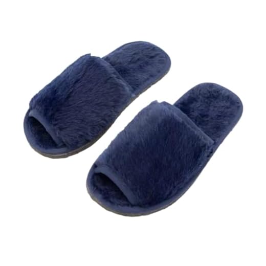 Pantufa Masculina Azul Adulto Aberta Pelúcia Antiderrapante Chinelo de Quarto (Azul, br_footwear_size_system, adult, numeric, numeric_36)