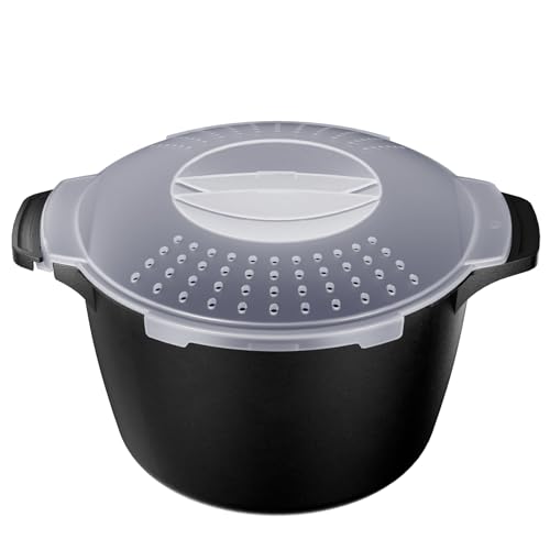 Image of Large Microwave Cookware Steamer 2 Quart - AJXX Micro Cookware Vegetable Steamer for Cooking, Microwave Cooker with Food Container, Removable Filter and Lockab - BPA Free, Dishwasher Safe