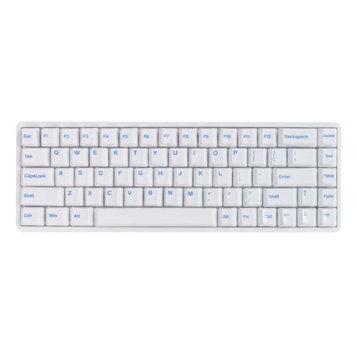 Image of Ceramic Keycap Set for 61 /67 /68 ANSI Keyboards 96 Keys (White with Blue) | Mechanical Keyboards Alumina Ceramic, Scratch-Resistant, Gloss Finish, TKL Layout, Comfortable Typing