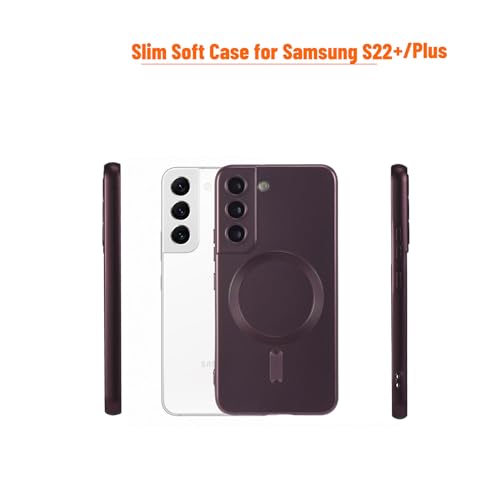 Image of Magnetic Silicone Samsung Galaxy S22 Plus Case - Slim Fit Anti-Scratch with Camera Protection, Compatible with MagSafe, Red