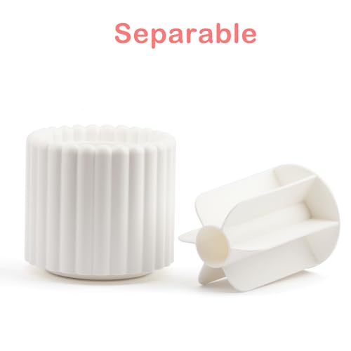Image of 360 Rotating Makeup Brush Holder,Cute Makeup Brush Cup, Removable 7 Slots Spinning Cosmetic Brushes Storage Pen Holder for Vanity, Dresser, Desk, 5 Inch | 1 Pack White