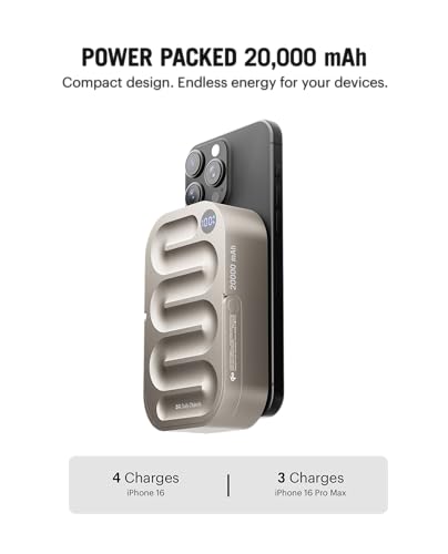 Image of DailyObjects Loop Qi2 Certified Mag-Safe Compatible Aluminium Wireless Power Bank|20000 Mah|Fast Charging| Compatible with Samsung /OnePlus /iPhone 12 /13 /14 /15 /16 /Pro Max | Sleek & Light - Titanium