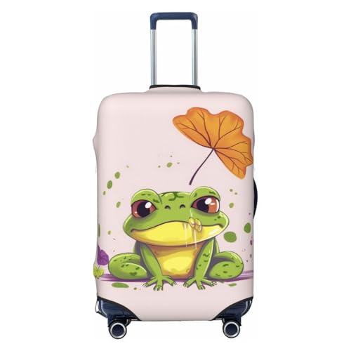 Travel Luggage Cover Leaves and frog Suitcase Protector Elastic Washable Stretch Suitcase Protector Anti-Scratch Travel Suitcase Cover Fit 18-32 Inch Luggage