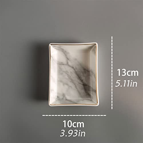 Bandeja de almacenamiento pequeña rectangular de cerámica de mármol 3