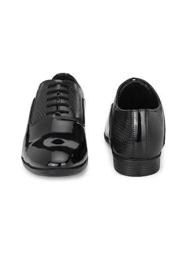 Image of STANPHORD Mens Motion Formal Shoes | Patent Glossy Shine Durable Office Wear Oxfords Lace Up Shoes for Formal Wear, Business Casual and Wedding Occasions