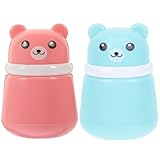 SUPVOX 2pcs Powder Puff Case Set for Newborns Portable Bear-shaped Powder Dispenser Box with Lid Pink