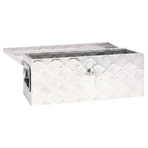 Loibinfen Heavy Duty Aluminum Tool Box Chest Box Pickup Truck Bed Trailer Toolbox Storage Box With Lock Keys, Truck Storage Organizer Chest, Silver 23.6"X9.3"X9.1" #TOP4