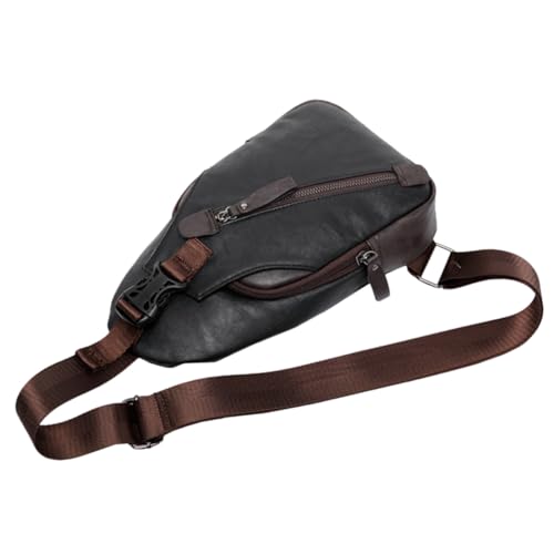 Sacoche poitrine homme noir voyage compacte et polyvalente en cuir PU