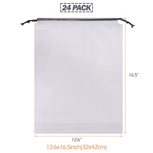 Set of 24 Portable Translucent Shoe Bags for Travel Large Clear Shoes Pouch Storage Organizer with Drawstring for Men and Women2