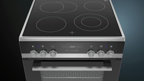Siemens iQ500 HK9S5A240 Cuisinière pose libre largeur : 60 cm profondeur : 60 cm hauteur : 85 cm avec système auto nettoyant acier inoxydable - vue 3