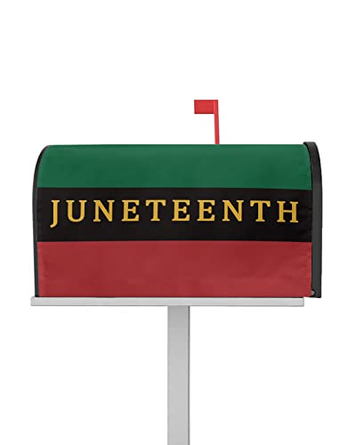 Artshowing Magnetic Mailbox Cover American Juneteenth Mailbox Covers Mailwraps Garden Yard Home Decoration For Outside Oversized 18" X 21" Post Letter Box Covers, Red Black Green Stripe #TOP15