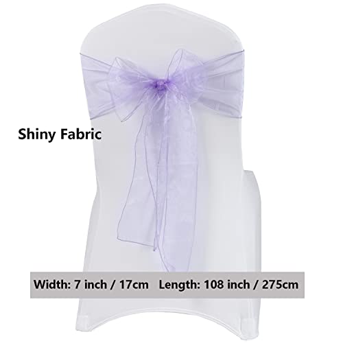 MAGTOWNE 50 Pack Lavender Organza Chair Sashes, Universal Chiffon Knots Lavender Chair Bows for Wedding Party Reception Ceremony Banquet Decor - Thumbnail 3