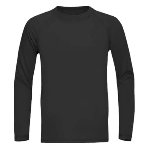 Camiseta deportiva de manga larga transpirable para niños, para entrenamiento, actividades al aire libre, cómoda, parte superior elástica, Negro , 9-10 años