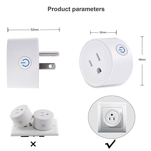 Image of Tuya WiFi Smart Plug Works with Alexa Google Assistant IFTTT for Voice Control Mini Smart Outlet Plug with Timer Function,No Hub Required,Only 2.4GHz Wi-Fi,FCC /Rohs Listed Socket(2 Pack)