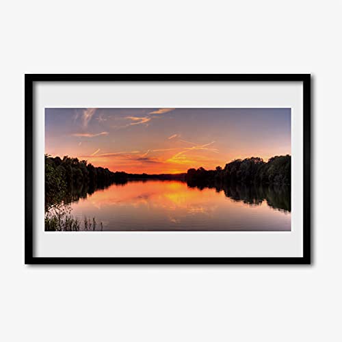 Affiche encadrée 60x40 cm Lac Las paysage décoratif MDF