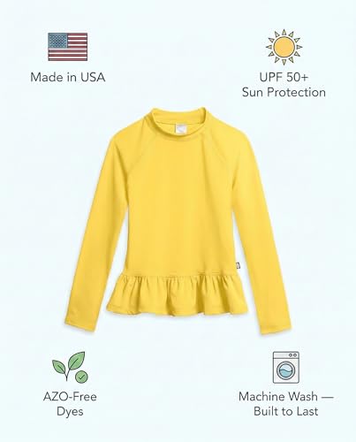Image of City Threads Girls Long Sleeve Rashguard UPF 50+ Made in USA, Girls' Rash Guard Shirts with Sun Protection