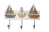 Weiß Blau Rot Arinosa Wandhaken Hakenleiste Maritim Holz Eisen 28,5X 4 x 20 cm