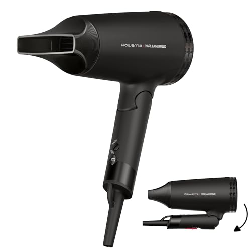 Rowenta x Karl Lagerfeld Express Style - Secador de pelo tecnología, ahorro de energía, alta eficiencia, concentrador, secado fácil, golpe aire frío, mango plegable, doble voltaje, CV184L