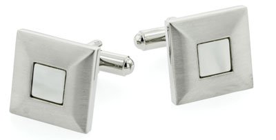 Brushed Finish Pearlescent Enamel Cufflinks