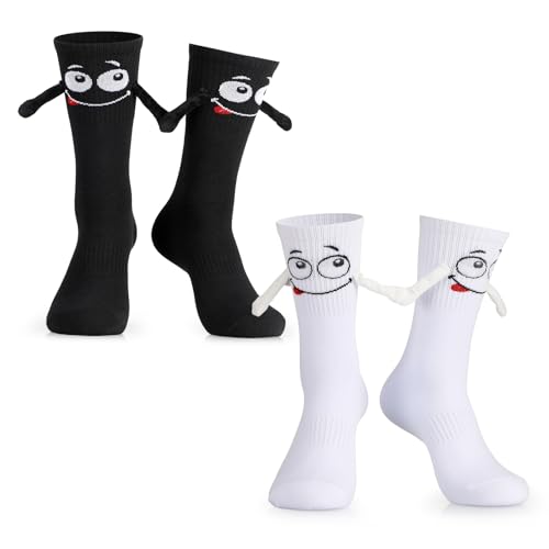 Utensilsto 2 Paar Magnetische Socken Hand in Hand Socken 38-42 42-46 Baumwoll Socken mit Magnet Händen für Romantik & Spaß Lustige Geschenke für Paare & beste Freundin Familie