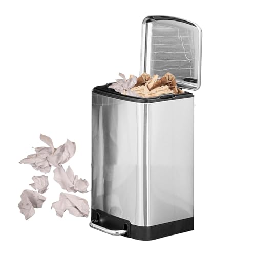 Cubo de basura de acero inoxidable duradero y contenedor grande con pedal reforzado