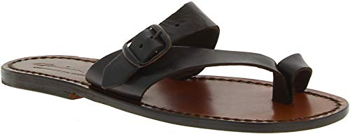 Gianluca - L'artigiano del cuoio Leather Thong Sandals for Women Brown Color Leather
