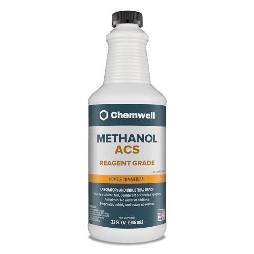 Chemwell Methanol ACS Reagent Grade (32 fl oz) - with Premium Spray Head - for Multipurpose Household or Commercial Surface Cleaning