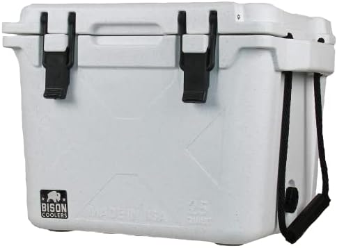 Bison Coolers White 25 Quart Cooler | Made in The USA | Easy use latches | Heavy Duty Long Ice Retention