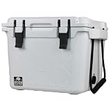 Bison Coolers White 25 Quart Cooler | Made in The USA | Easy use latches | Heavy Duty Long Ice Reten