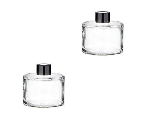 2 Pcs 50Ml/1.7Oz Clear Round Empty Glass Diffuser Bottles Jars Containers Fragrance Reed Diffuser Accessories With Black Lid For Bedroom Living Room Office Aromatherapy Oil Reed Diffusering #TOP30