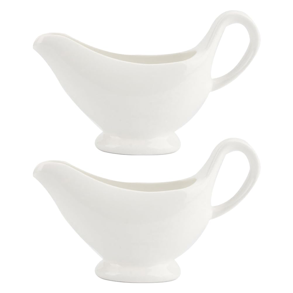 Saucière en céramique Cabilock lot de 2 mini pichets à crème de 85g blancs pour café et lait