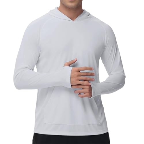 Fishing Hiking Shirts Men's UPF 50+ Sun Protection Cooling Hoodie Outdoor SPF UV Rash Guard Running Hooded Sun Shirts - Main Image
